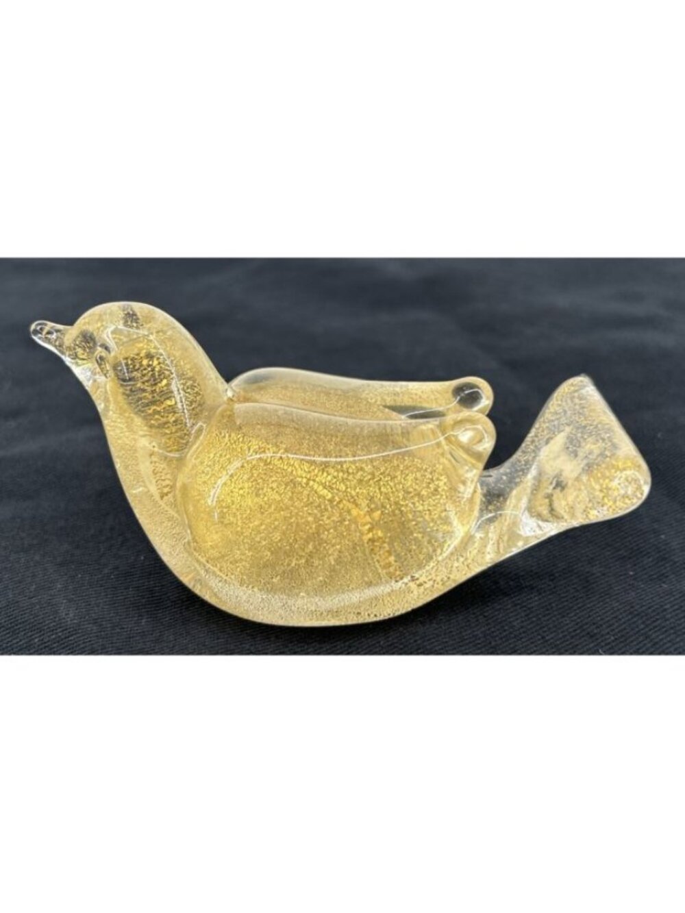 Murano Glass Bird Adventurine Gold Flecked Sculpture 3.5" Small Bird